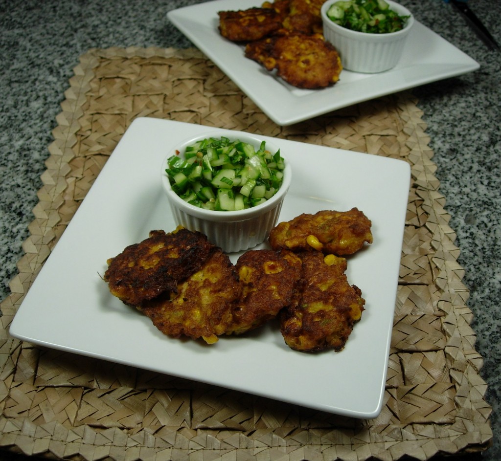 Thai Corn Fritters and Fresh Cucumber Relish